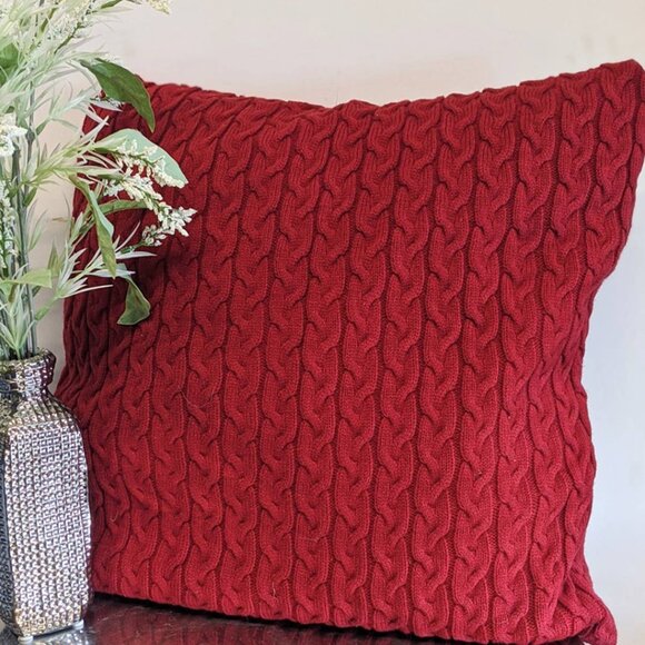 SOGA 2X 45cm Cable Knit Pillowcase (Deep Red) - Picture 1 of 7